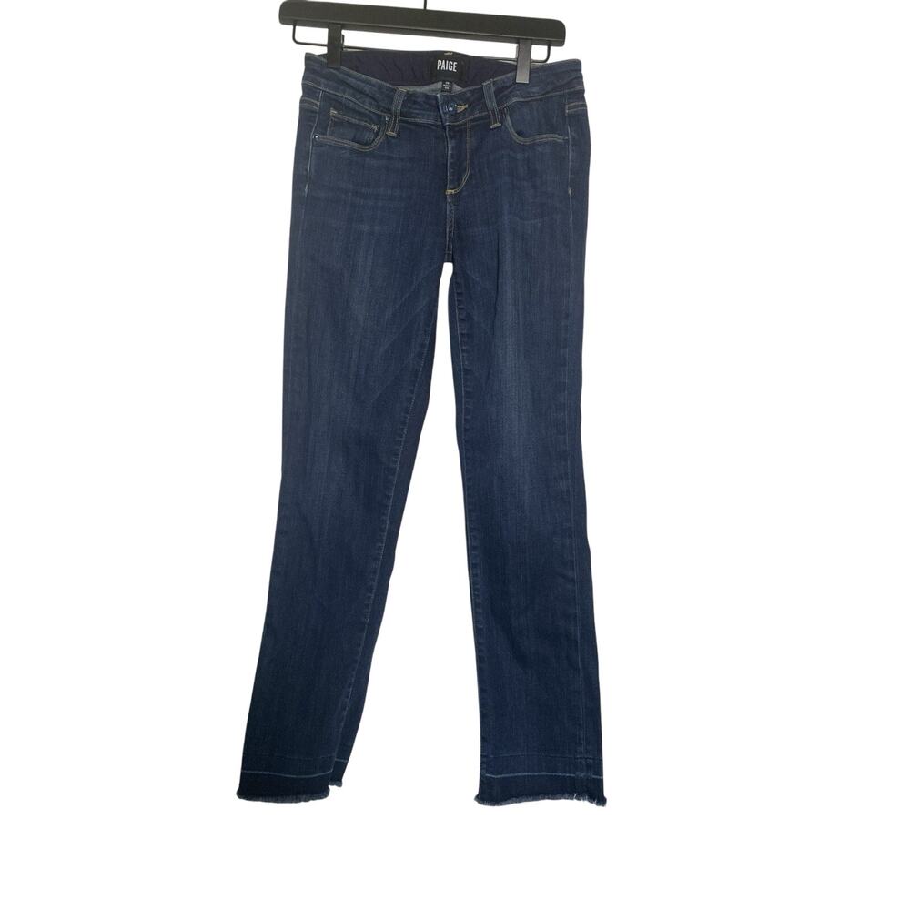 PAIGE Miki Straight Jeans In Merrick released Raw Hem Size 26 Dark Wash